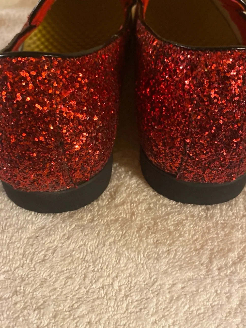 Source Unknown Red Glitter Men's Slip-On Loafers